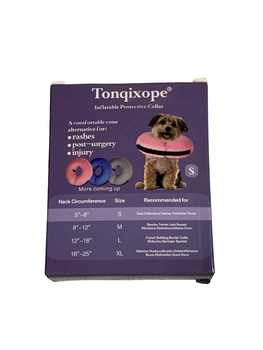 Tonqixope Inflatable Dog/Cat Recovery Collar Cone Alternative Pink NEW